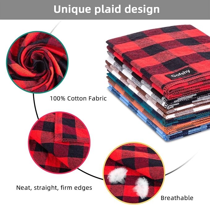Boy Dog Bandana Large- Blue Black Dog Scarf Buffalo Plaid Printing Adjustable - Image 3