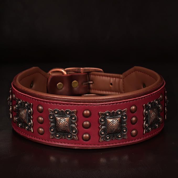 PET ARTIST Upgrade Padded Leather Dog Collar, 2 inch Wide Genuine Leather Dog - Image 8
