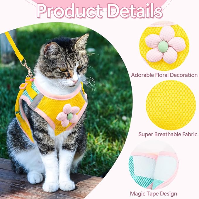 Cat Harness and Leash Set Escape Proof, Adjustable Cat Vest Harnesses Soft - Image 3