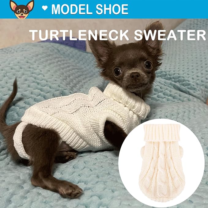2 Pack Dog Sweaters for Small Dogs, Chihuahua Yorkie Sweater, Dog Clothes for - Image 2