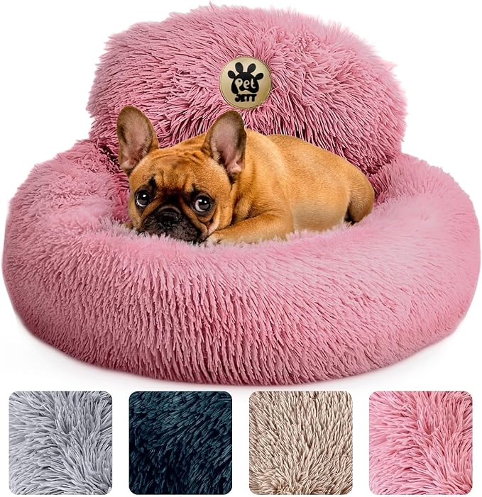 PetJett Calming Dog Bed for Small Dogs – 23" Donut Dog Beds, Anti-Slip & by PETJETT