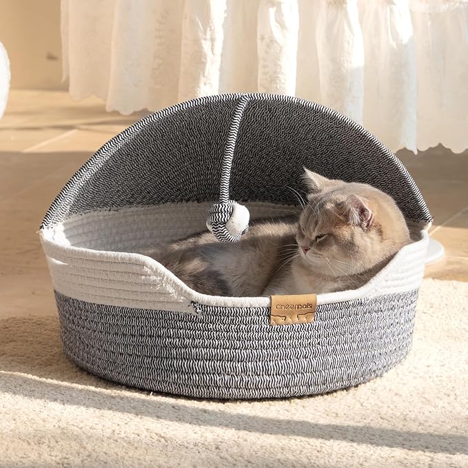 CHEERPALS Cat Basket Bed for Indoor Cats, Covered Pet Bed - Image 2