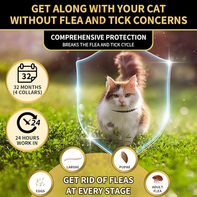 YOTANGO 4 Pack Flea Collar for Cats, 32 Months Flea and Tick Prevention for Cats - Image 3