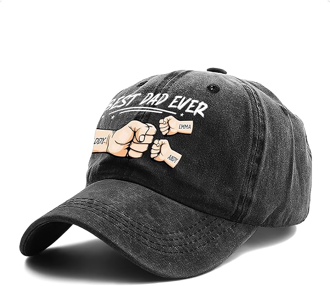 Personalized Vintage Washed Denim Dad Hat, Custom Baseball Cap - Image 2