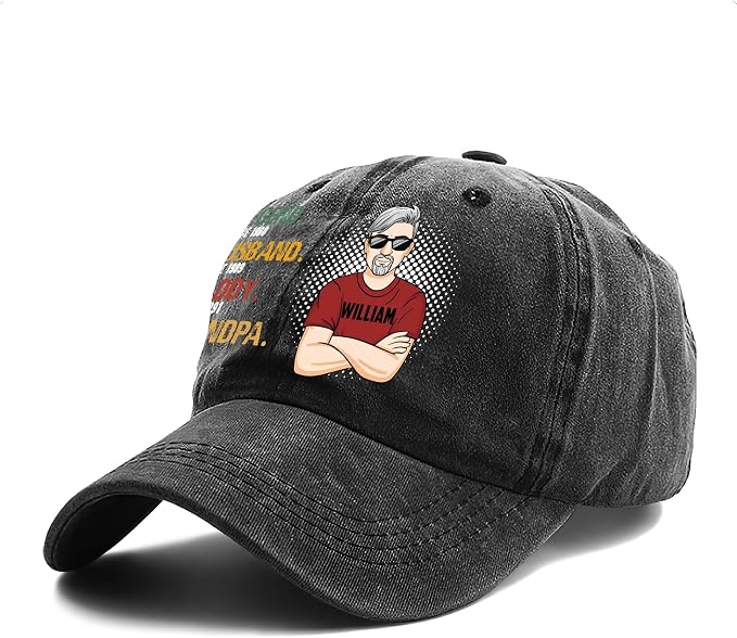 Personalized Vintage Washed Denim Dad Hat, Custom Baseball Cap - Image 2