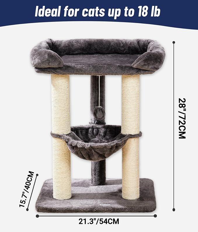 Happi N Pets 28" Cat Tree Tower, Tall Cat Scratching Post - Image 3