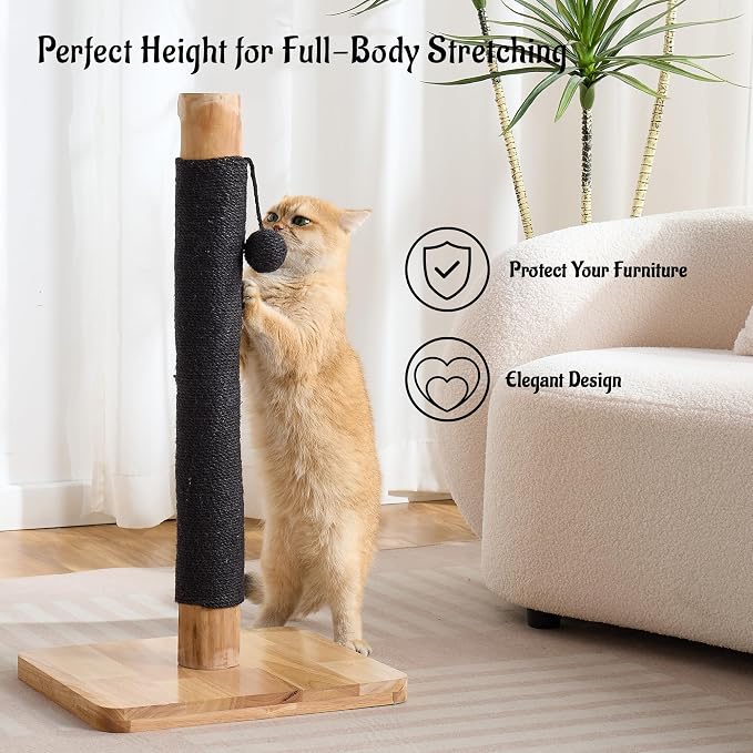 29" Tall Cat Scratching Post for Indoor Cats Adults, Extra-Stable & Natural - Image 2