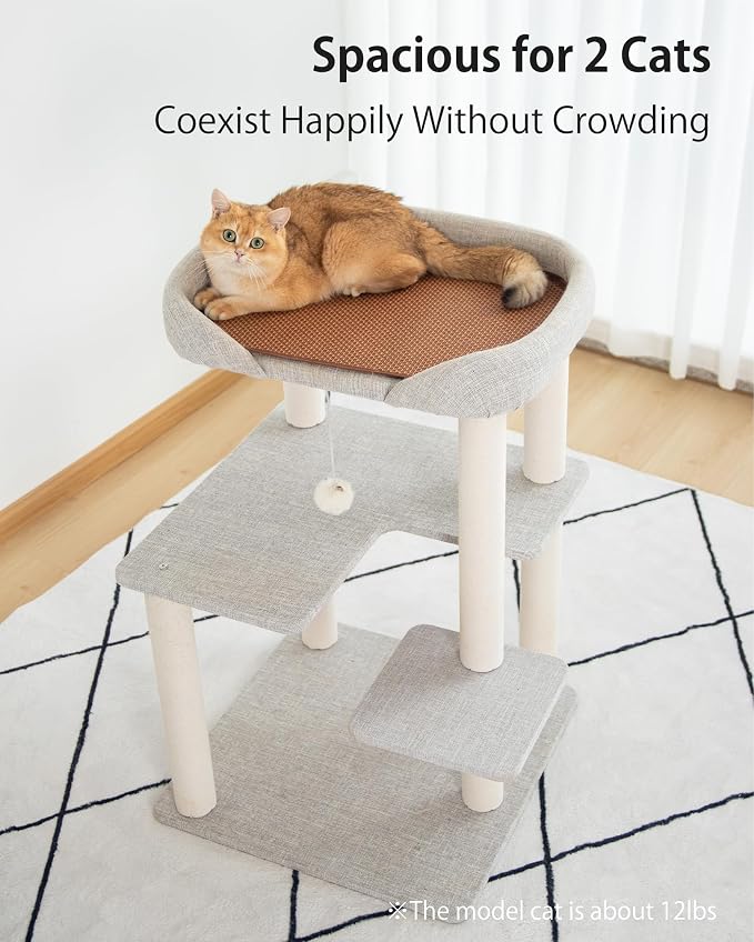 Cat Tree Tower Wooden 37.4'', Large Cat Tree - Image 5