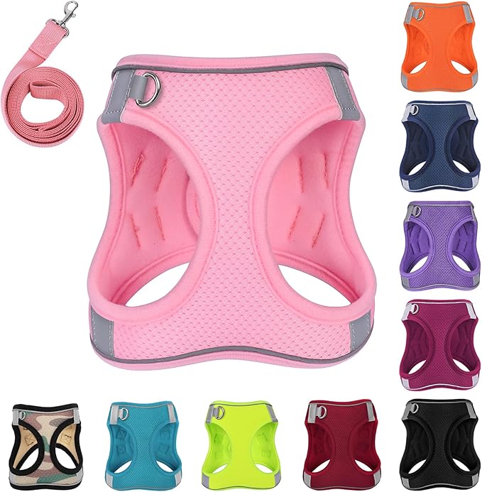 Dog Harness with Leash Set, No-Pull Step-in Reflective Pet Harness with 1 Leash by PWOD