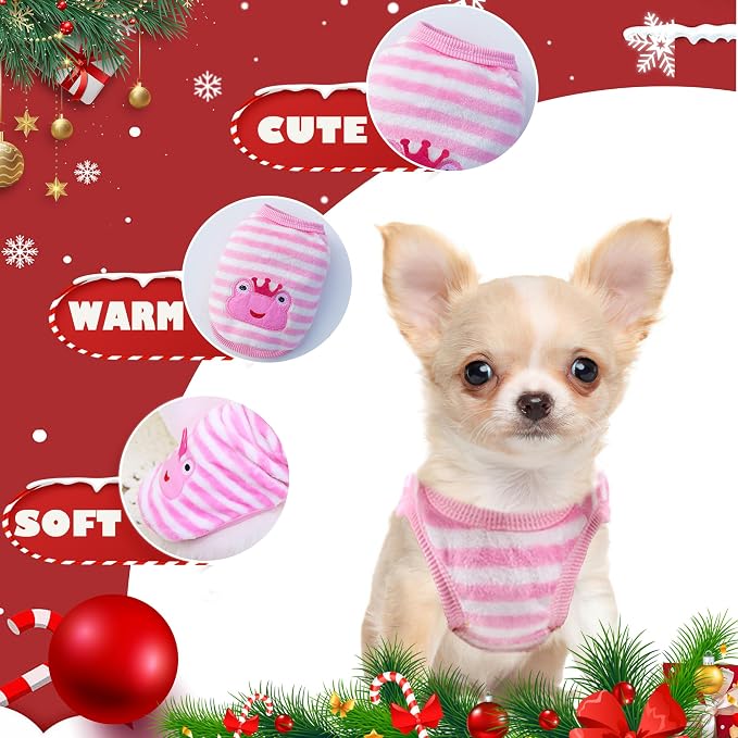 2 Pieces XXS Dog Sweater Teacup Chihuahua Clothes Fleece Puppy Clothes Dog - Image 4