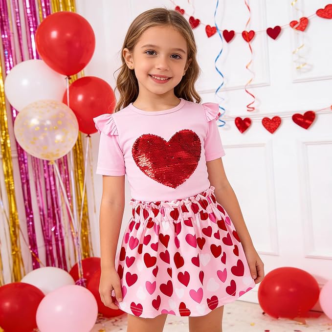 Akyzic Little Girl Skirt Outfit Two Piece Spring Summer Outfit Butterfly Dress - Image 2
