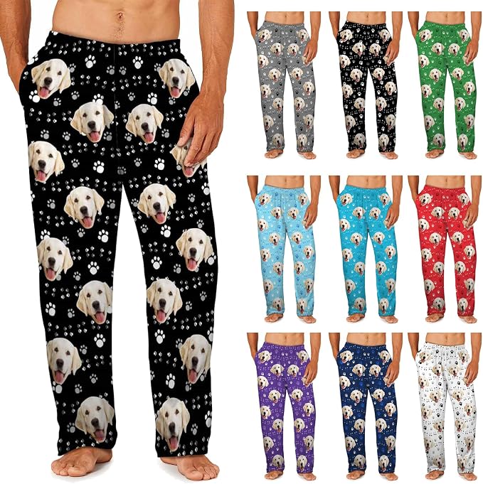 MyPupSocks Custom Pajama Pants for Pet Lover, Personalized Photo Face Printed by MyPupSocks