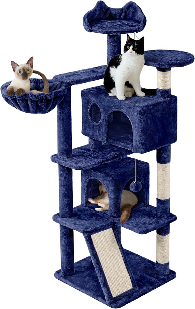 Yaheetech 57 inches Cat Tree for Indoor Cats, 2 Cat Condos, 2 Hanging Balls and by Yaheetech