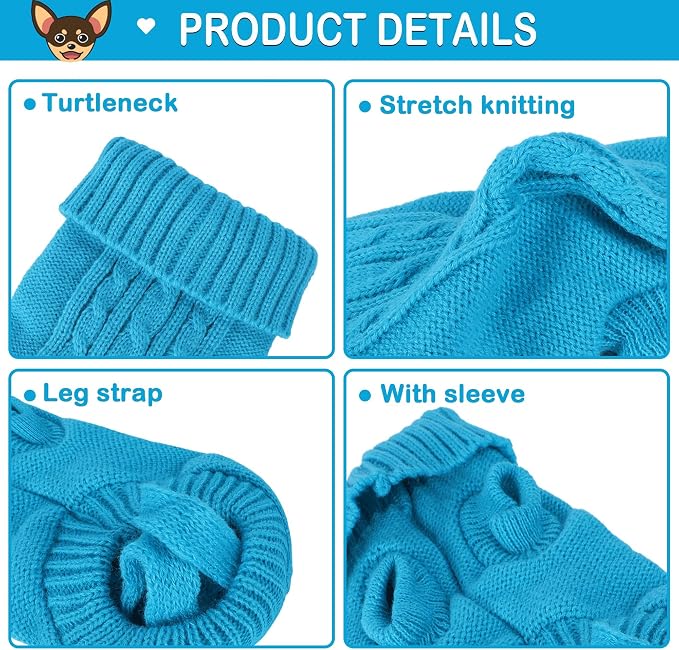 2 Pack Dog Sweaters for Small Dogs, Chihuahua Yorkie Sweater, Dog Clothes for - Image 5