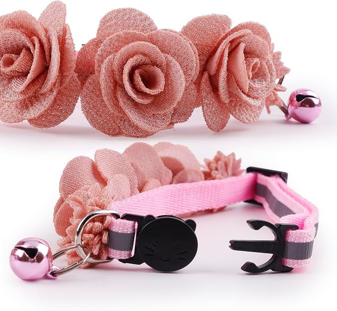 2 Pack Cat Collar Pink Floral - Image 3