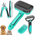 5 PCS Self Cleaning Slicker Brush & Pet Grooming Rake & Bath Brush & Nail by WOPQAEM%C2%AE
