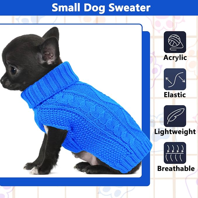 Dog Sweaters for Small Dogs Winter Dog Clothes Turtleneck Puppy Sweater Warm - Image 2