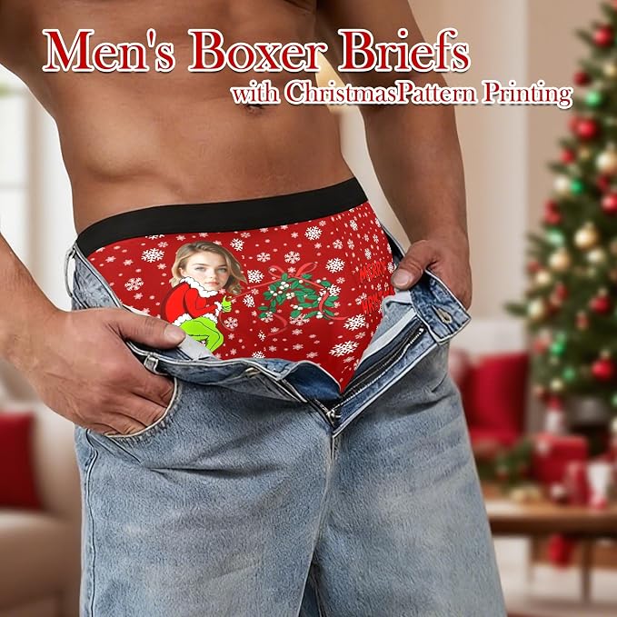 M YESCUSTOM Custom Faces Funny Short Briefs Gift - Image 3