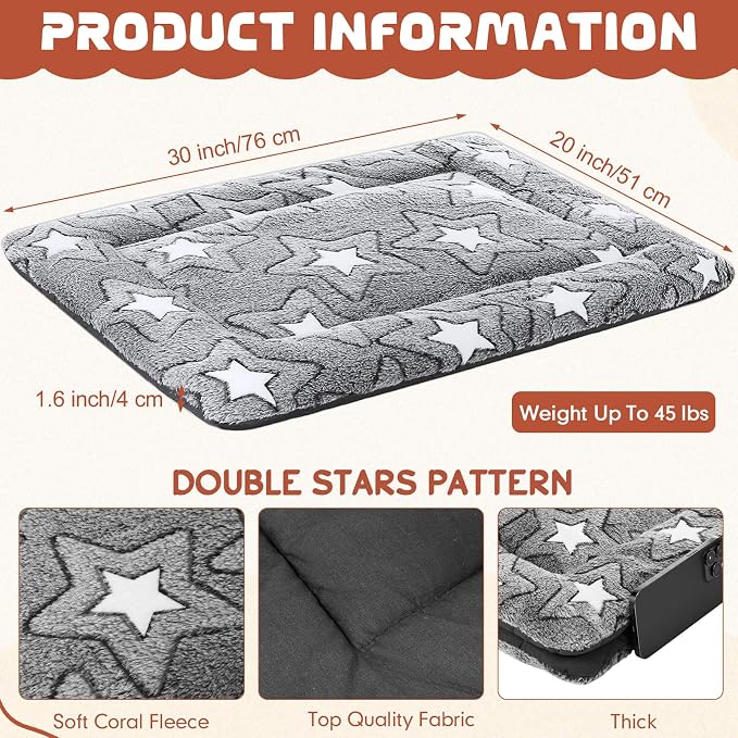 Namalu 2 Pcs Winter Dog Crate Pad Cat Bed Mat Kennel Reversible Warm Cool Cozy - Image 2