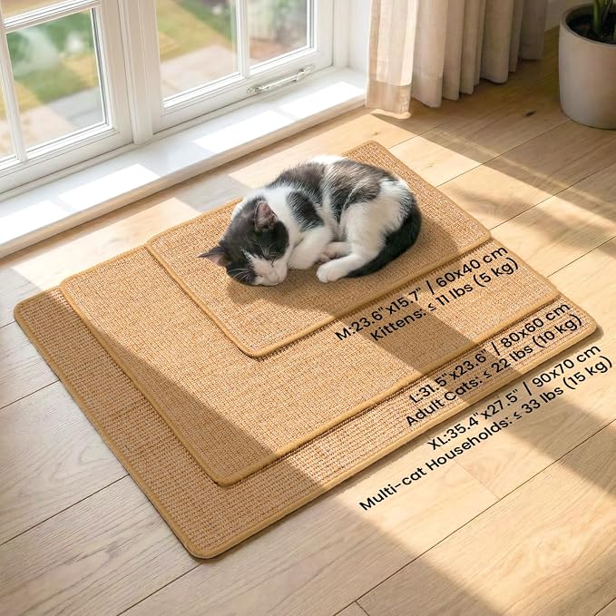 Extra Large Cat Scratcher Mat, Natural Sisal Cat Scratching Pad - Image 8