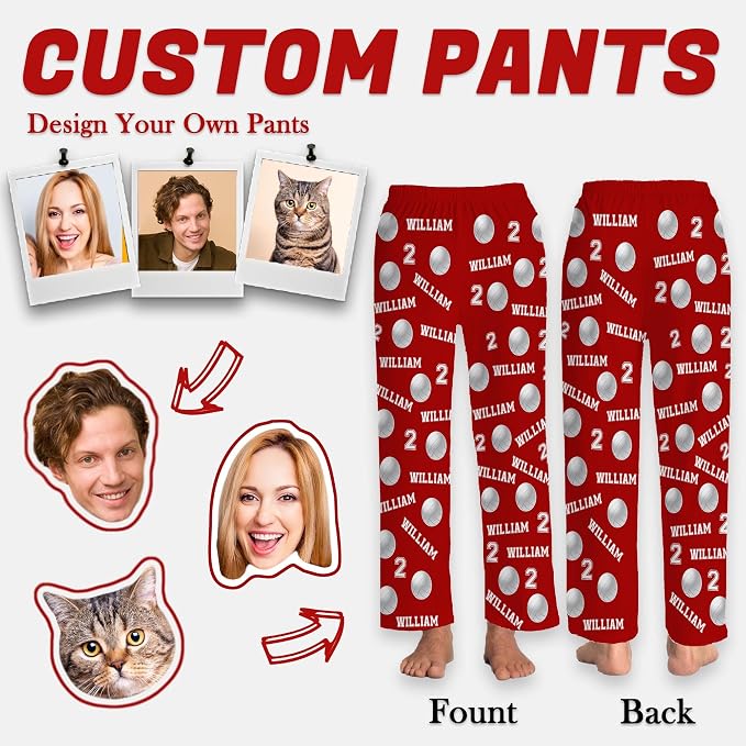 Personalized Face Pajama Pants for Men Women Custom Photo Printed Pajamas - Image 3