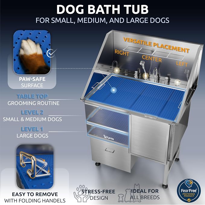 KANIS Professional Dog Washing Station 304 Stainless Steel Pet Wash Sink - Image 6