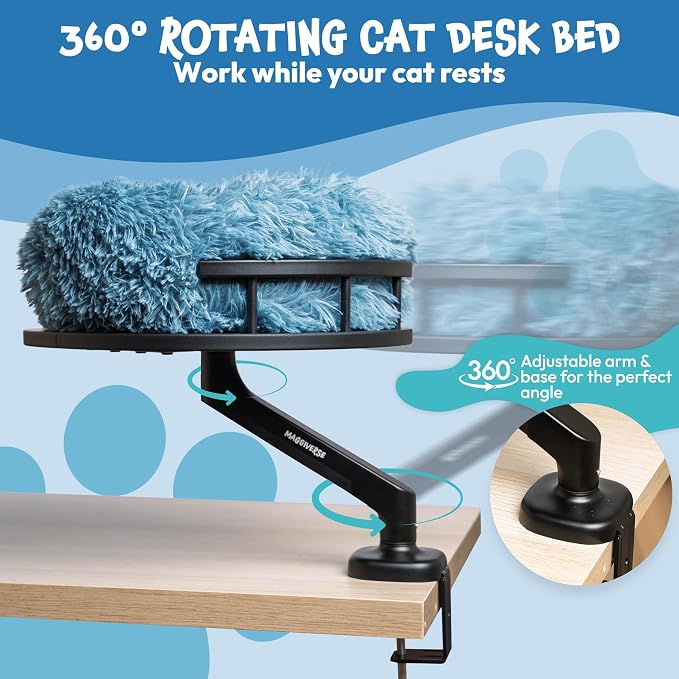 Cat Desk Bed – 360° Rotating Hammock Mount - Image 3