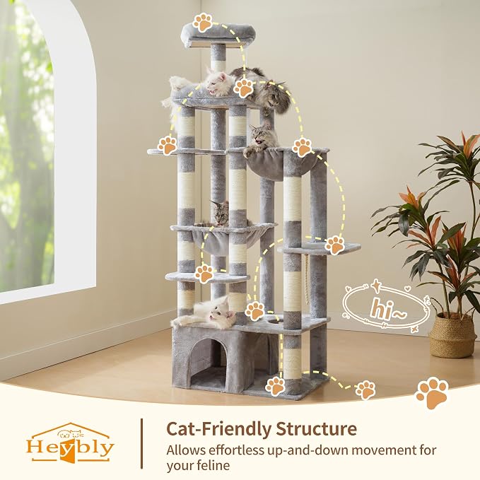 Heybly Cat Tree, 71-Inch Tall Cat Tower - Image 2