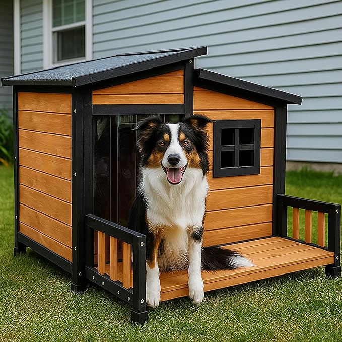 Large Dog House Outdoor Indoor for Small Medium Large Dog, Wood Insulated Dog by Unknown