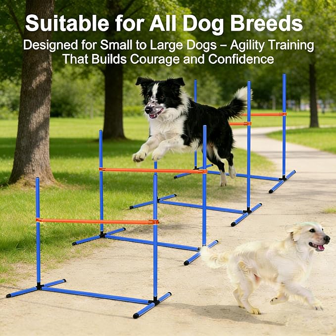 Dog Agility Equipment Set, Adjustable Jump Bars Obstacle Training Supplies PVC - Image 2