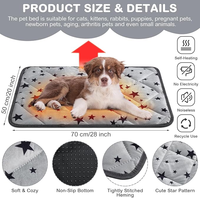Namalu 4 Pack Self Warming Cat Bed Self Heating Cat Mat Star Pattern Soft Dog - Image 2