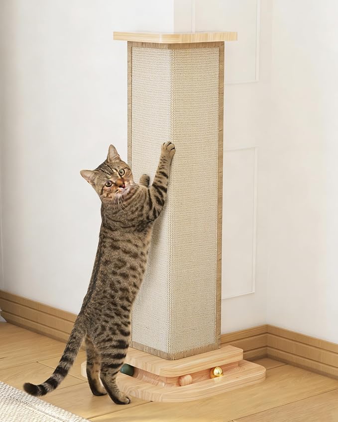 Corner Cat Scratcher with Track Balls, Replaceable Sisal Scratch Pad by MeowHomm