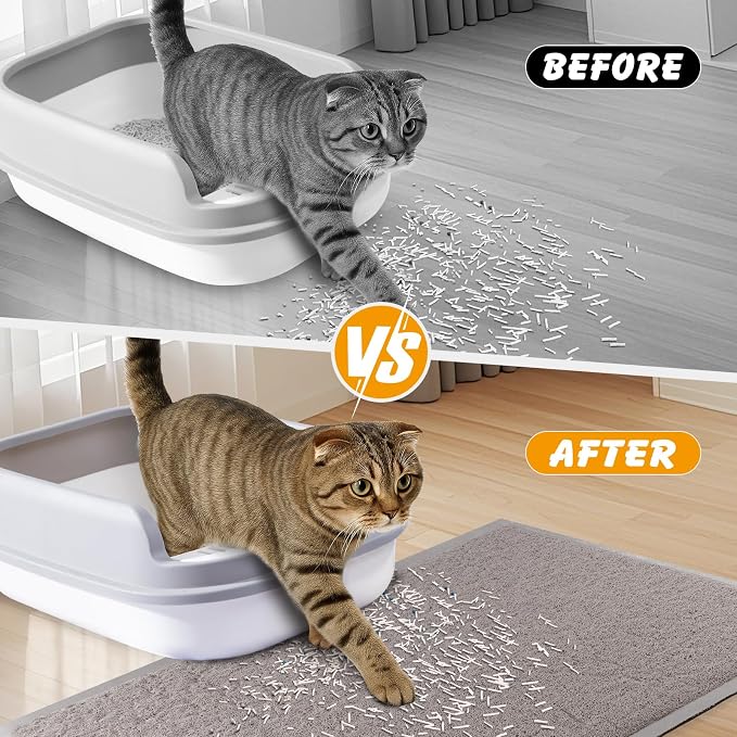 Cat Litter Mat, 35.5x23.6 in Litters Box Mat Waterproof Non-Slip Easy to Clean - Image 2