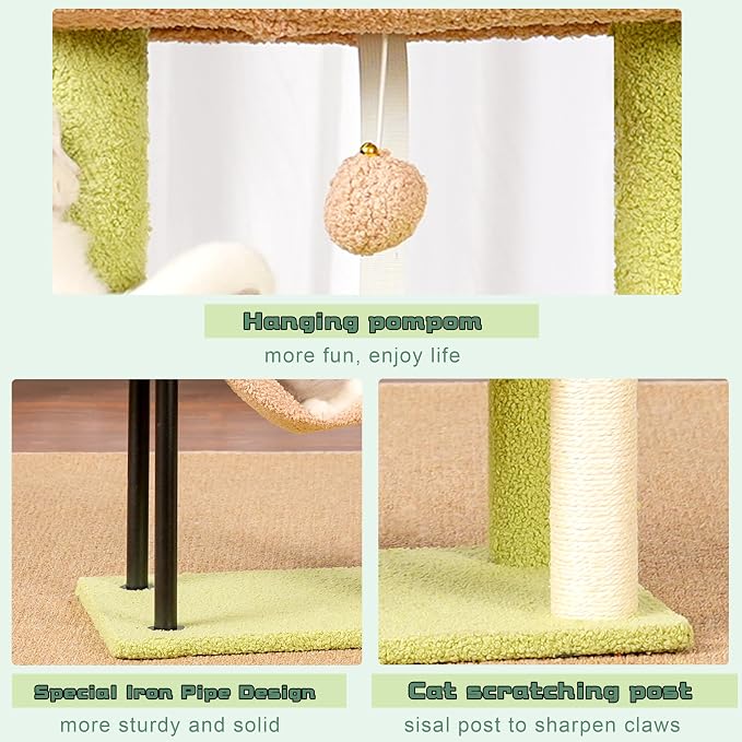 Cat Tree, Cat Tower for Indoor Cats, 43.3 inch Cactus Cat Tree Tower - Image 7