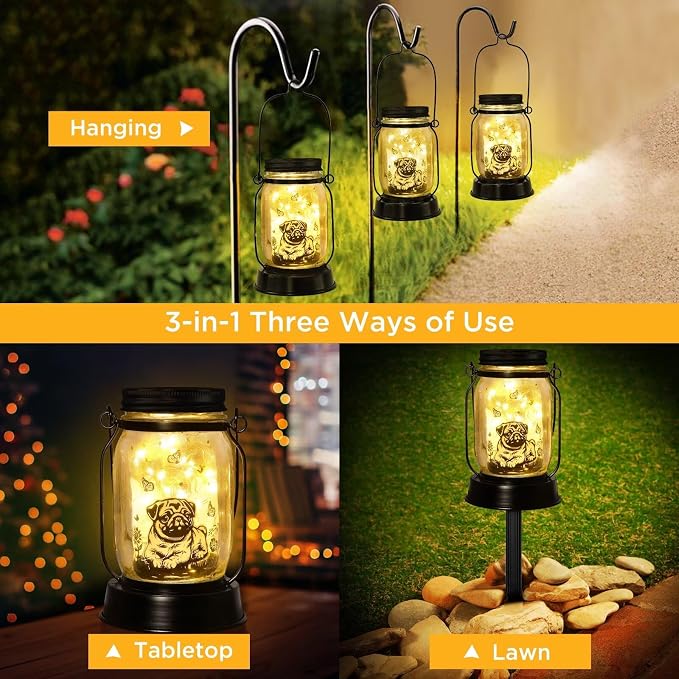 kyoryuger Pug Gifts for Women/Men Pug Solar Lanterns Dog Mom Birthday Dog - Image 5