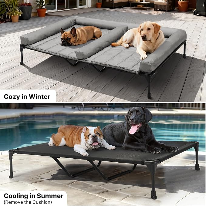 Veehoo Cooling Raised Dog Beds + Waterproof Double Dog Bed Cushion - Image 5