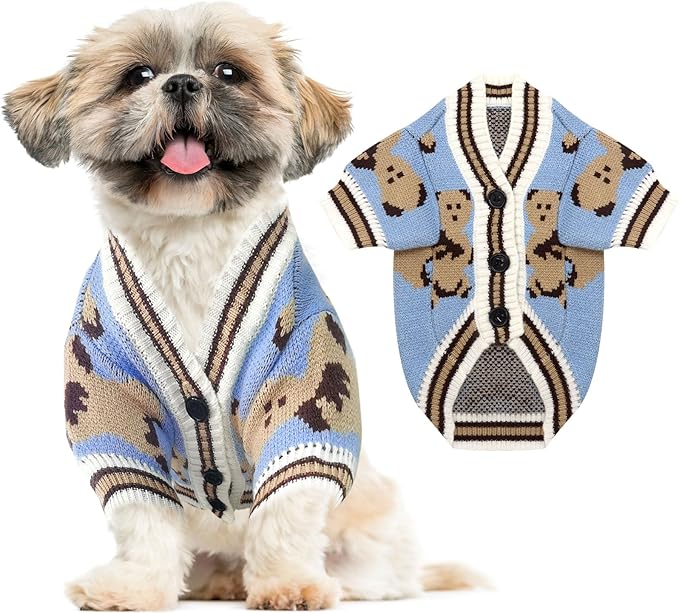 Small Dog Sweaters Cute Bear Dog Cardigans Clothes by ABRRLO