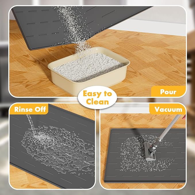 Pieviev Silicone Cat Litter Trapping Mat, Waterproof Kitty Litter Pads - Image 5