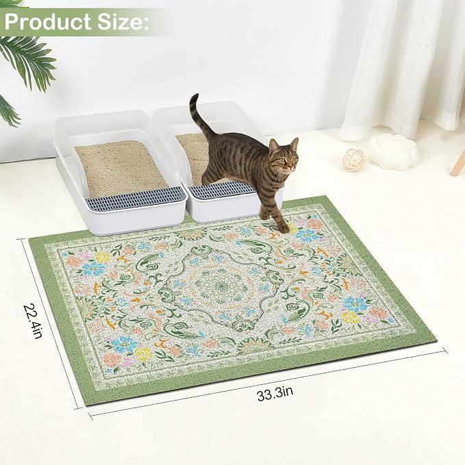 Glittme Cat Litter Mat with Non-Slip Bottom Litter Box Mat 33"X22" Litter - Image 2