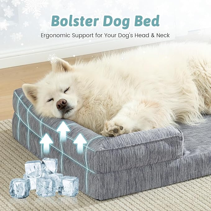 Cooling Dog Bed for Large Size Dogs, Q-Max >0.4 Summer Cool Orthopedic Foam Pet - Image 3