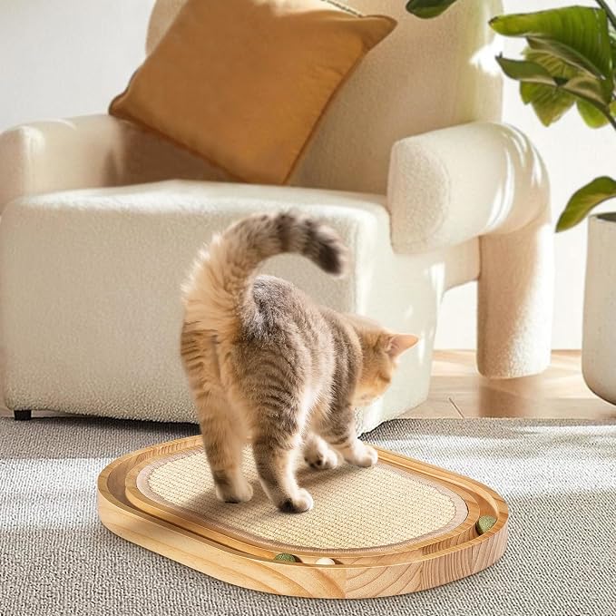 Oval Sisal Cat Scratcher with Ball Track - Image 9