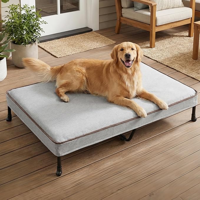 Veehoo Elevated Dog Bed with Waterproof Cushion Mat, Cooling Raised Dog Beds by Veehoo