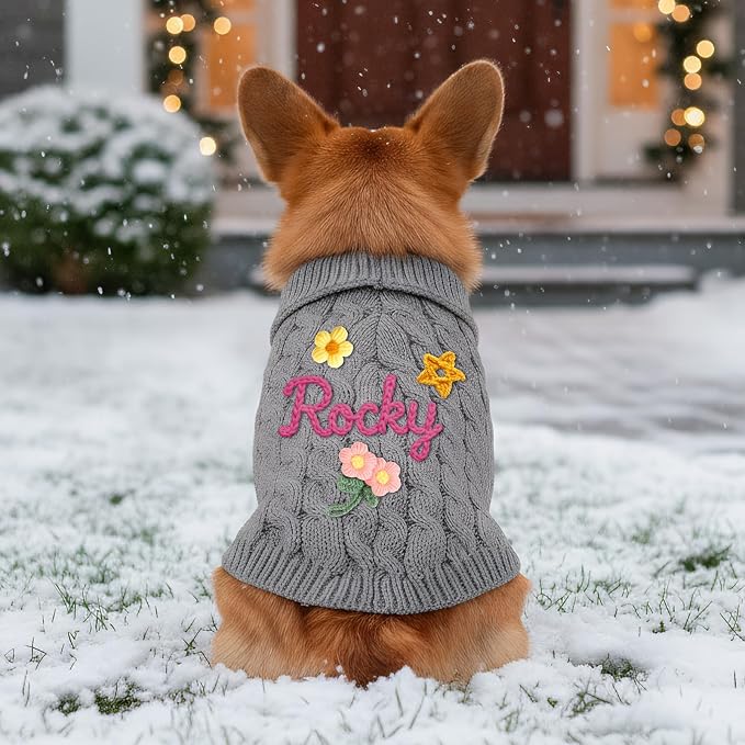 Personalized Hand Embroidered Dog Sweater, Custom Christmas Dogs Cats Sweater - Image 7