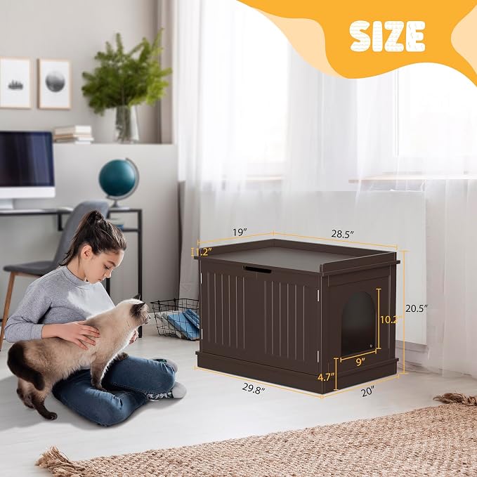 ZENY Cat Litter Box Enclosure Furniture Hidden, Wooden Cabinet - Image 6