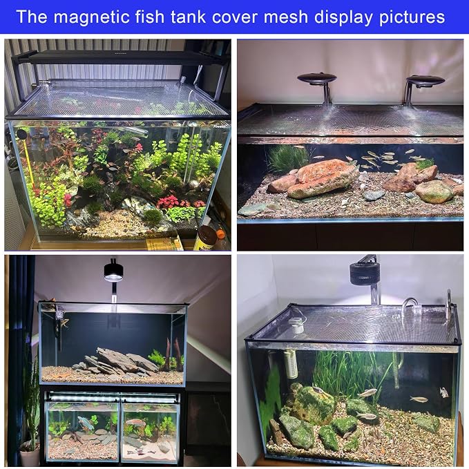 Magnetic Aquarium lid Fish Tank Hood top Cover Anti-Jumping net Cover mesh to - Image 6