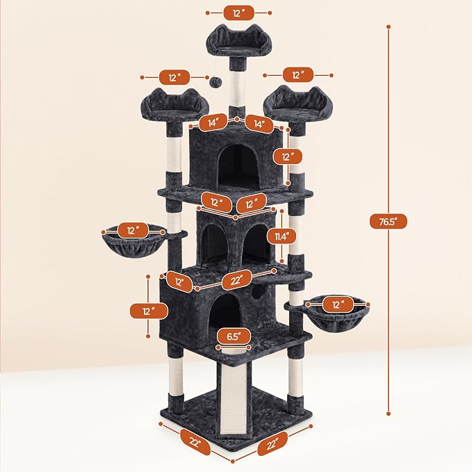 Topeakmart Cat Trees for Large Inoor Cats, 76.5'' Extra Big Cat Tower - Image 3