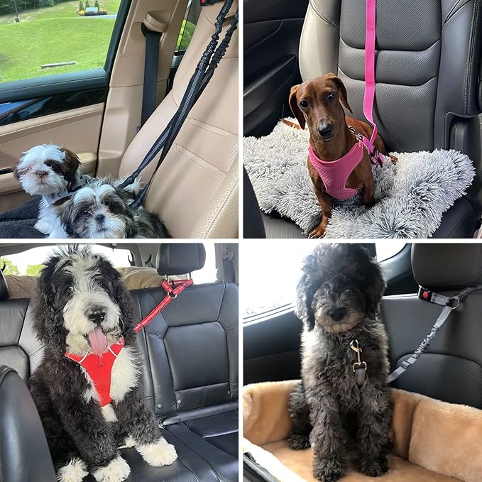 BWOGUE 2 Packs Dog Cat Safety Seat Belt Strap Car Headrest Restraint Adjustable - Image 7