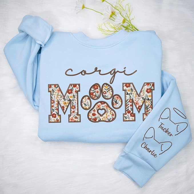 CHILLEVER Personalized Embroidered Dog Mom Sweatshirt, Dog Mama Crewneck - Image 7