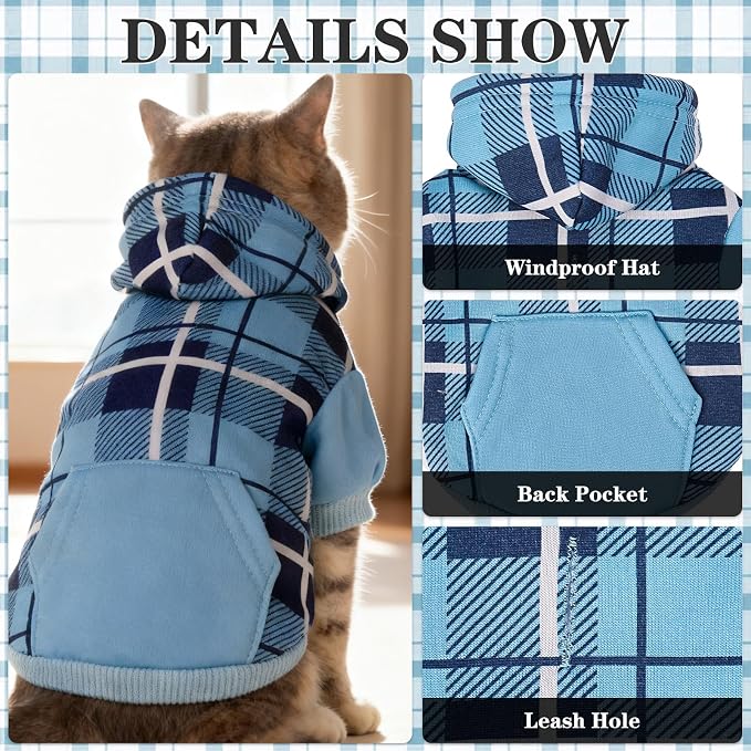 EXPAWLORER Plaid Cat Hoodie - Image 3