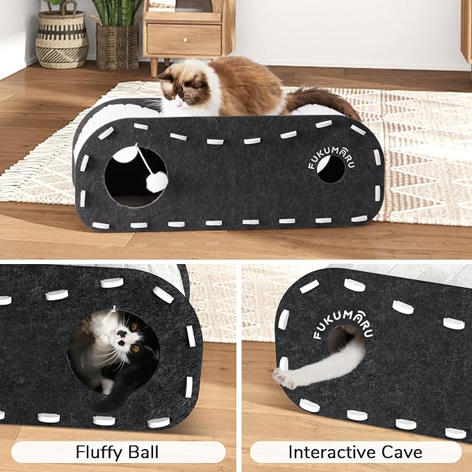 FUKUMARU Cat Beds for Indoor Pets 31.5 Inch, Extra Long Cozy Cat Bed Cave - Image 3